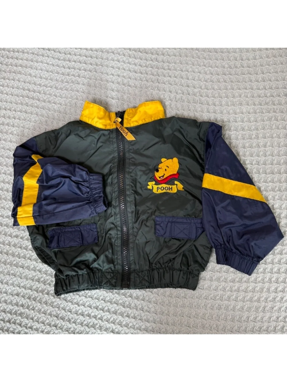 Vintage Y2K Winnie the Pooh Jacket Baby 18M Disney Windbreaker Coat Embroidered